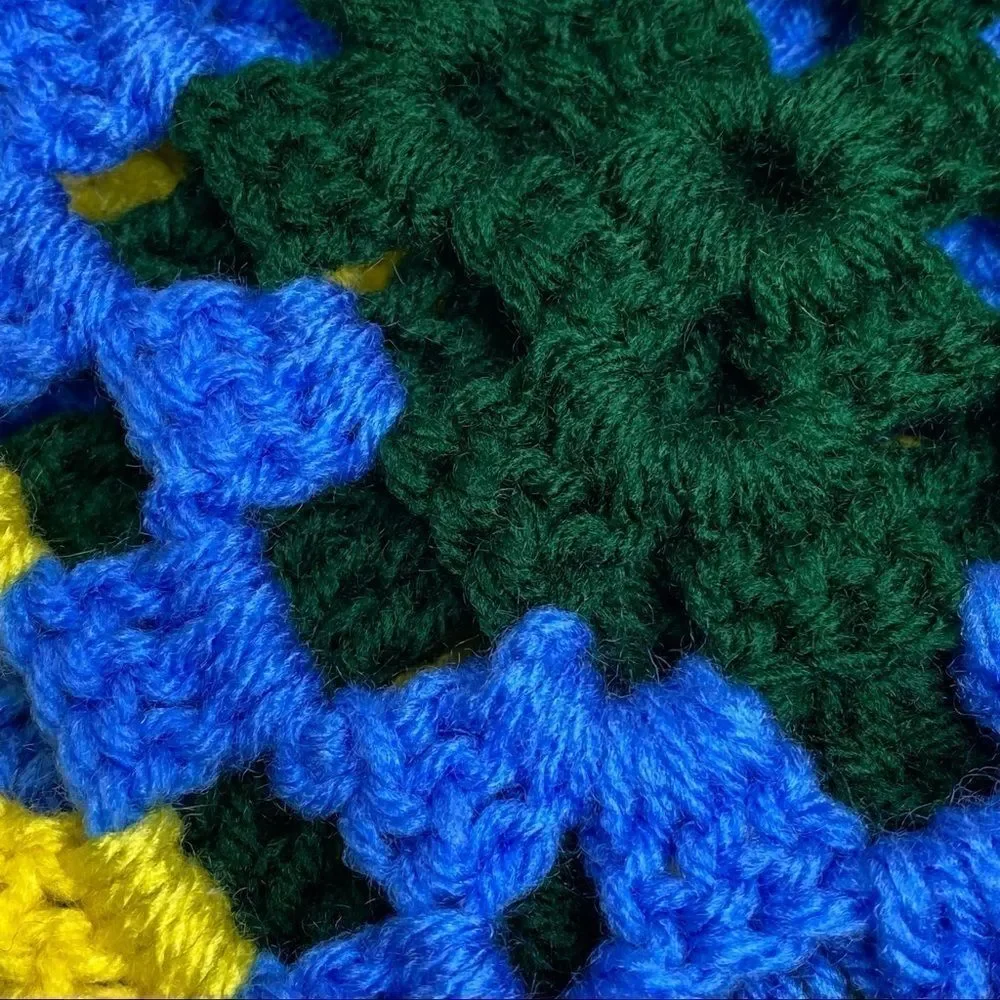 Hand crocheted granny square baby Afghan size 49” X 37”